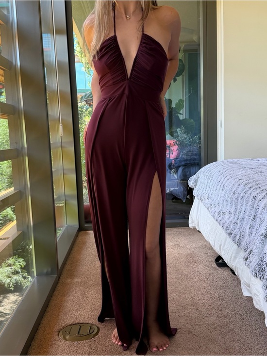 Katie May Pants - Katie May Never Cross Split Leg Maroon Jumpsuit